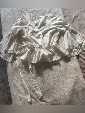 Rebecca Minkoff Ivory Blouse with Elastic Neckline